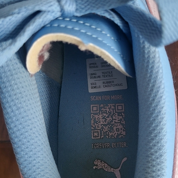 Puma Palermo Womens Blue Suede & Pink Trainers Sneakers Size 8 - Picture 6 of 8